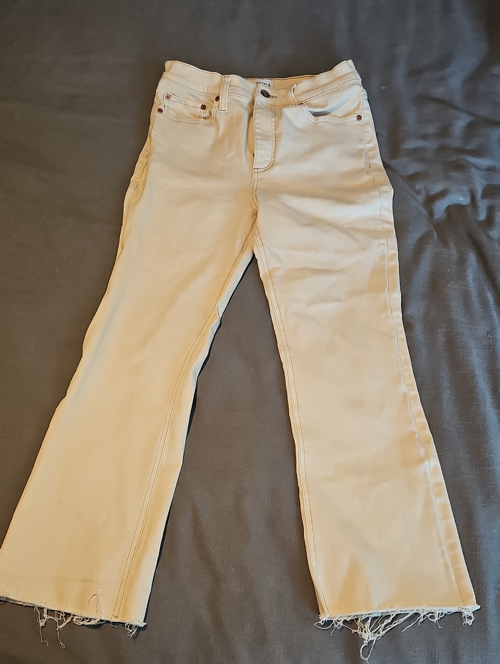 pistola Cream Flare Wide-Leg Jeans